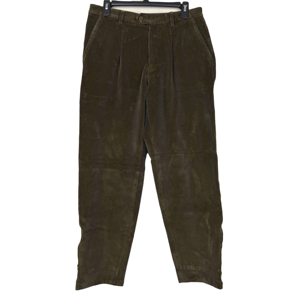Beretta Visconti di Modrone Corduroy Pants Mens M Cotton Blend Olive Green Zip